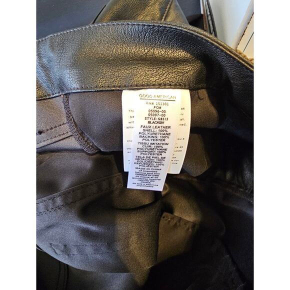 Good American sz 14 black faux Leather Good Boy Side Slit Pants WP148 - Picture 11 of 12